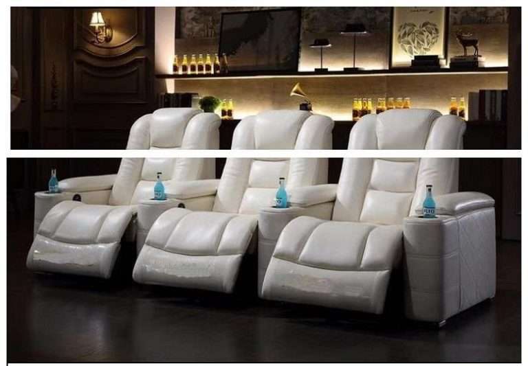 White Cow Leather Cinema Chairs For Home LS849