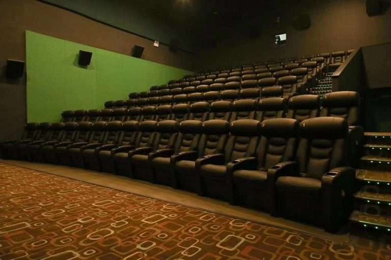 Red Movie Theater Recliners With Embroidery Numbers