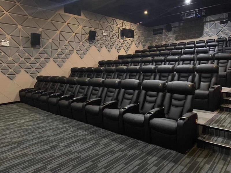 Red Movie Theater Recliners With Embroidery Numbers