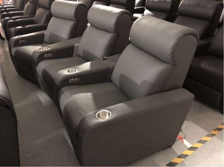 Red Movie Theater Recliners With Embroidery Numbers