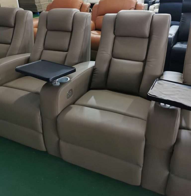 Leather Home Theater Sofa LS881 With Tray Table Linsen Seating