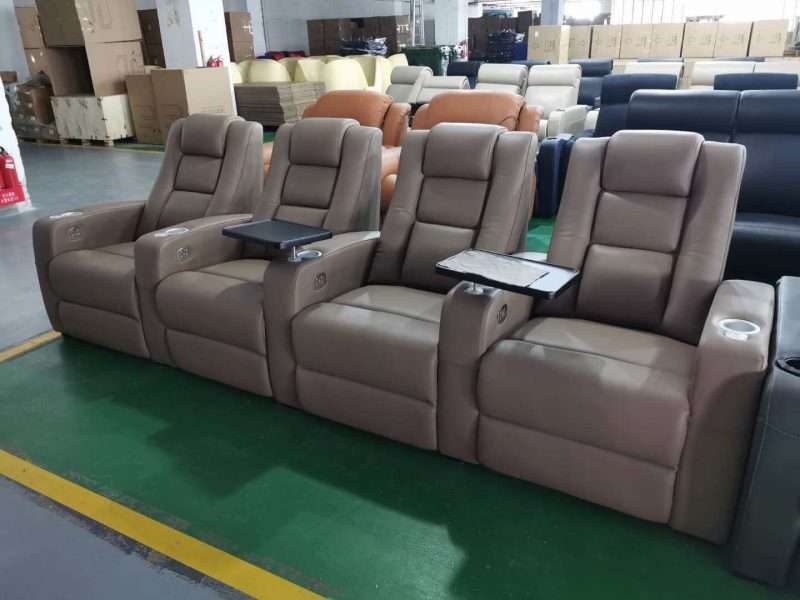 Leather Home Theater Sofa LS881 With Tray Table Linsen Seating