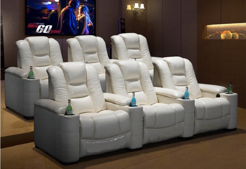 White Cow Leather Cinema Chairs For, Leather Theatre Chairs