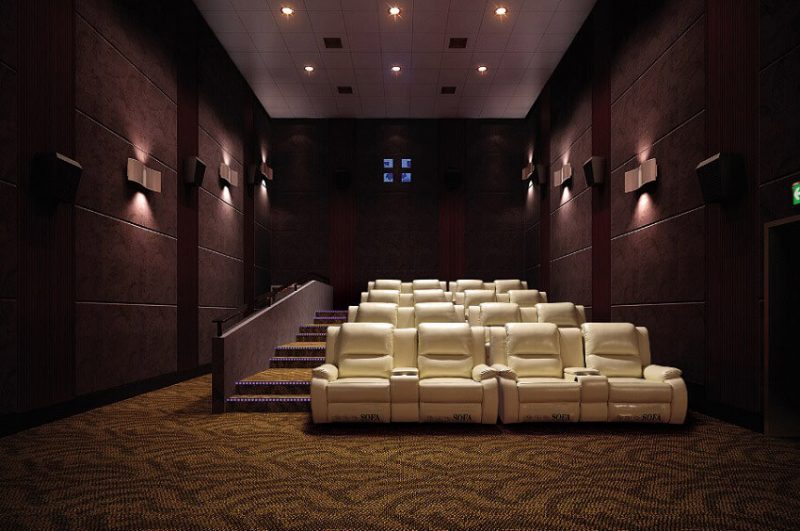 movie theater with recliner sofa