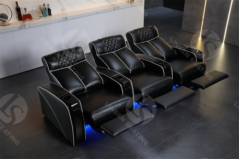 black leather home theater chairs