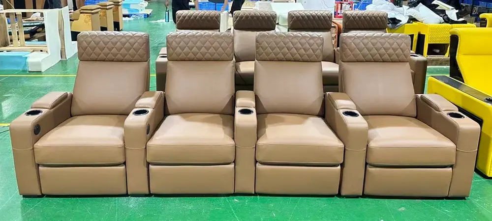 LS-6102 tan leather electric theater seats