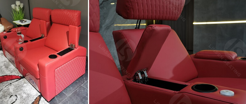 power theater recliner with hidden storages