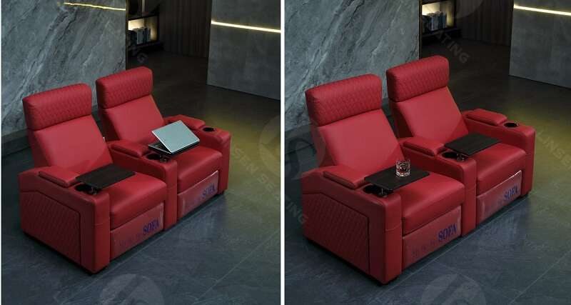 power theater recliner with tray table
