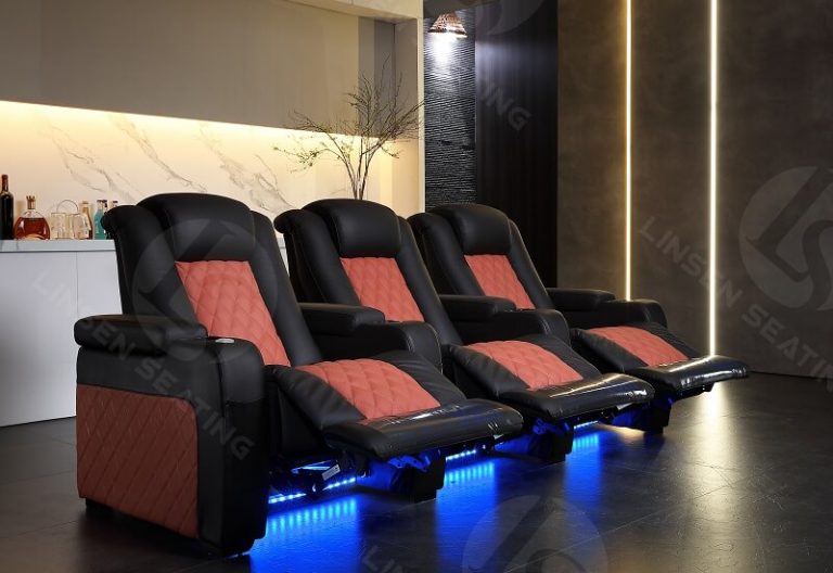 3 seat theater recliner with power headrest