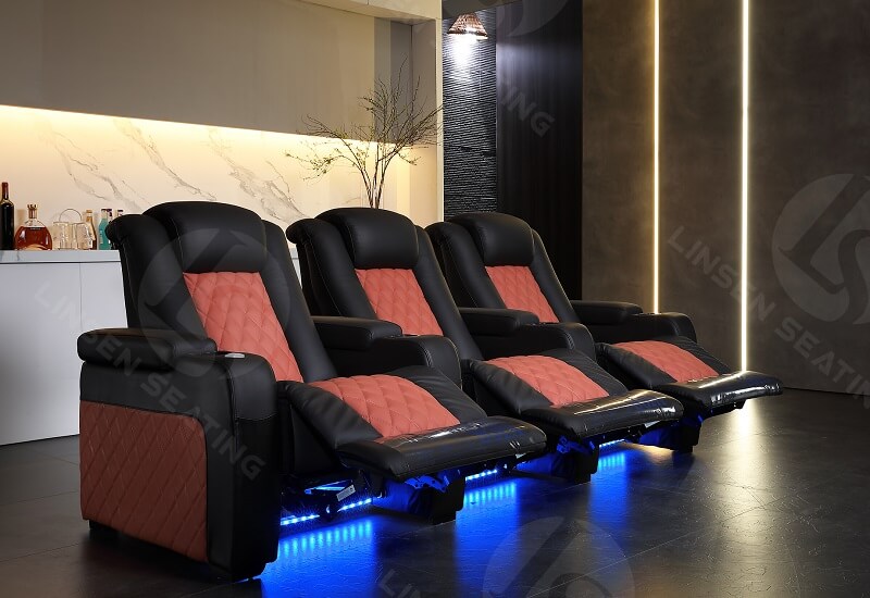 3 seat theater recliner with power headrest