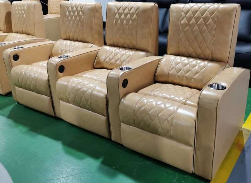 3 seater theater chairs in beige color