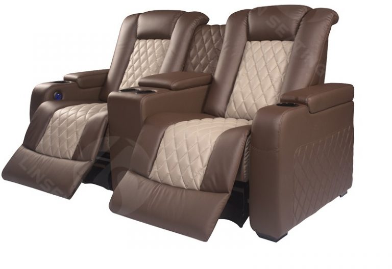 brown leather movie theater sofa