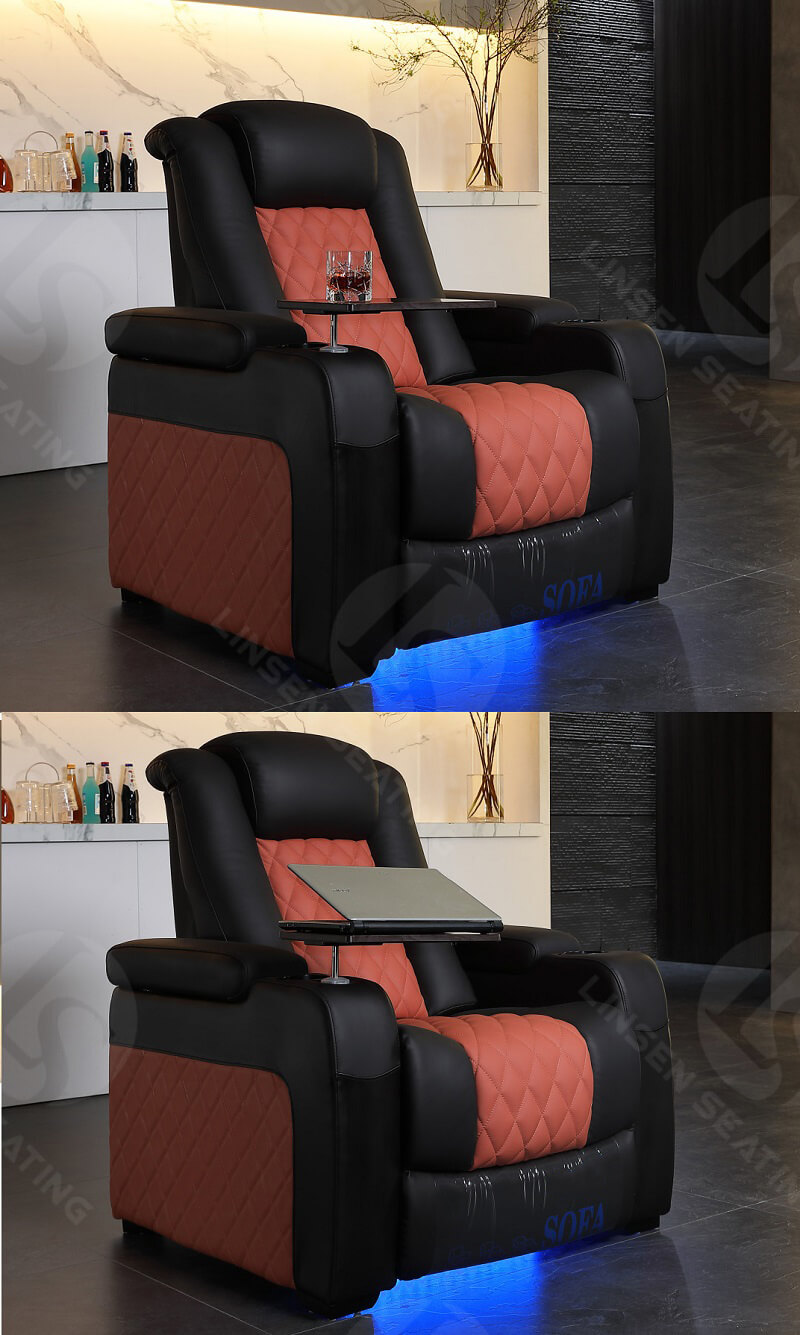 theater recliner with tray table