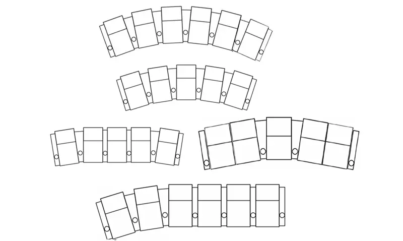 5-seat curved theater seating, full & half-curve options