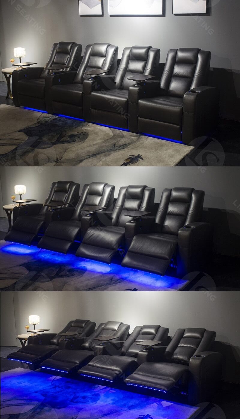 4 seat theater recliner with LED lighting