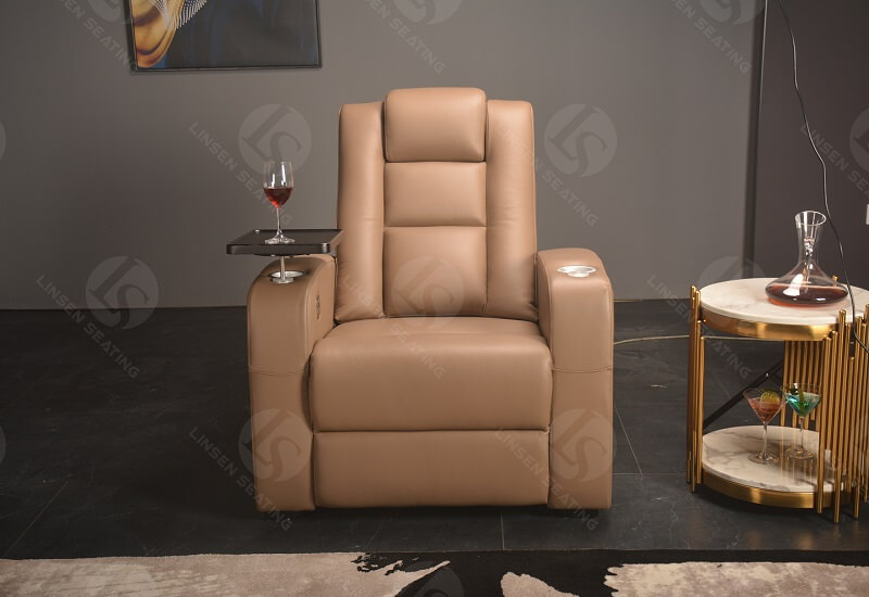 theater recliner single sofa with tray table