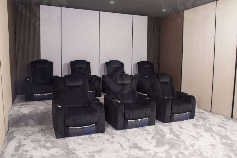 Black Home Theater Power Recliner In Fabric LS856FB Linsen Seating