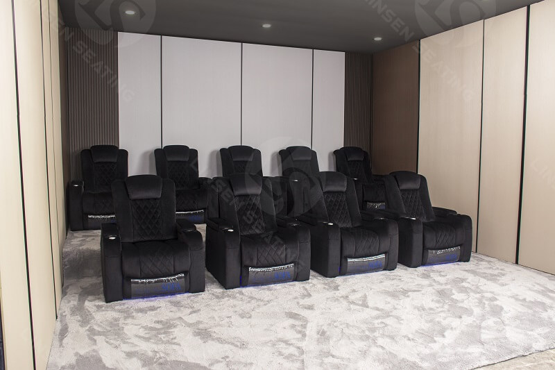 home theater seats in black fabric
