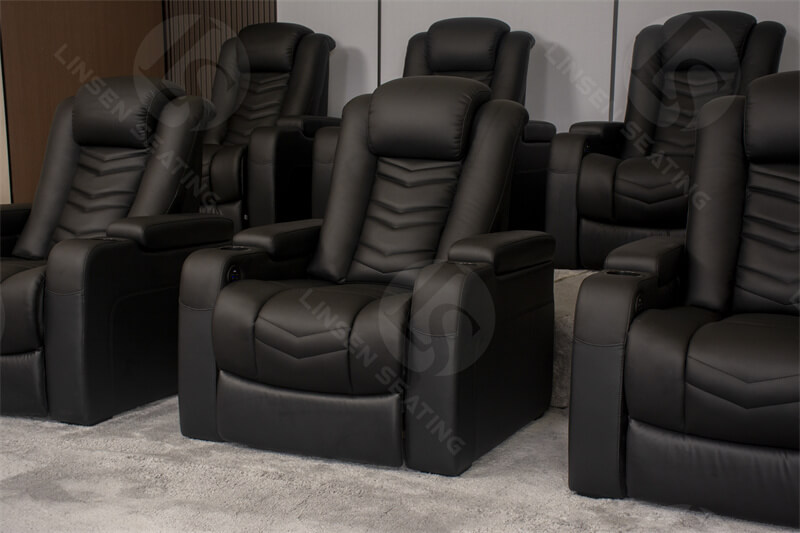 black leather media roon sofa