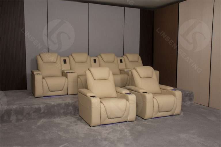 Theater Seating Sofa Leather Recliner With Adjustable Headrest Linsen Seating