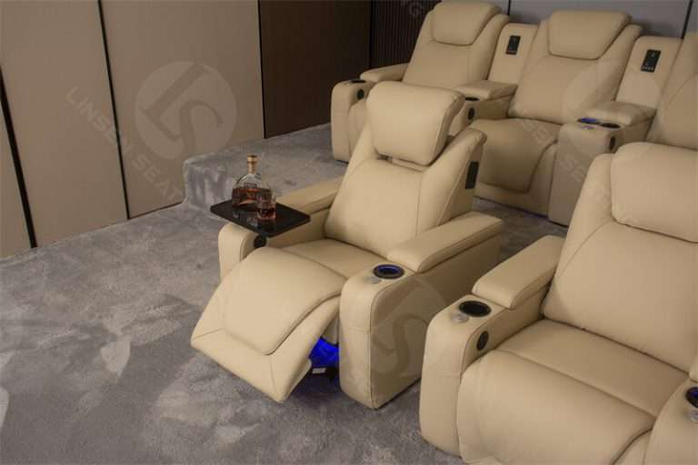 Theater Seating Sofa Leather Recliner With Adjustable Headrest Linsen
