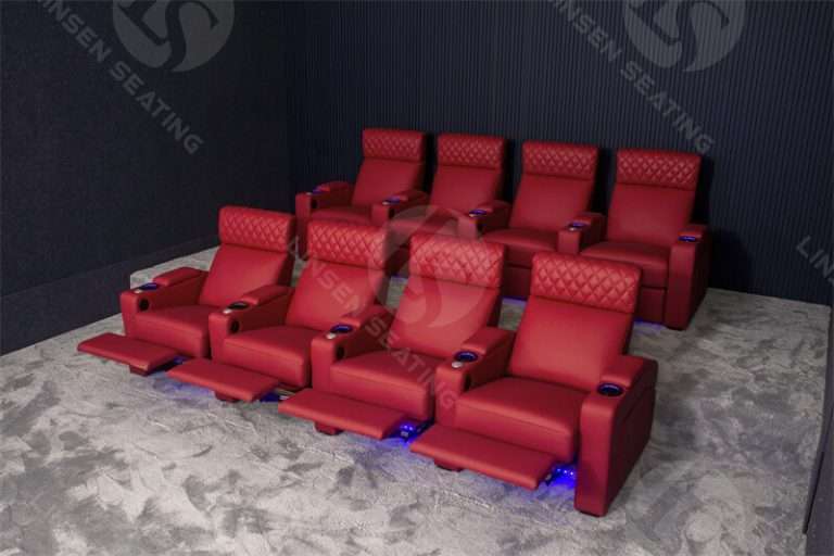 Red Leather Home Cinema Sofa LS6012R Linsen Seating