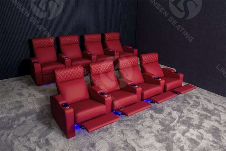 Red Leather Home Cinema Sofa LS6012R Linsen Seating