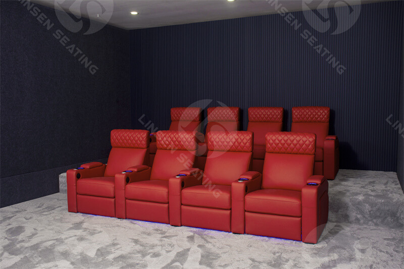 red leather home cinema sofa