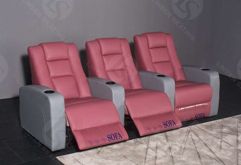 home theater 3 seater recliner sofa with cup holders