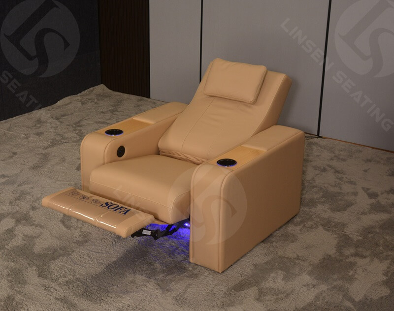 leather recliner media sofa