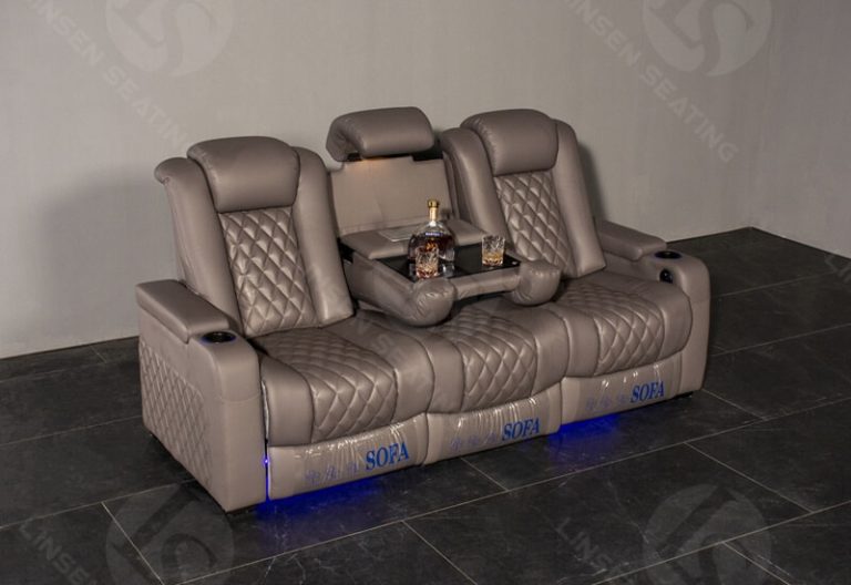 brown leather media room seating