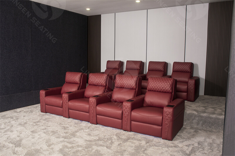 home theater with 8 recliner sofa