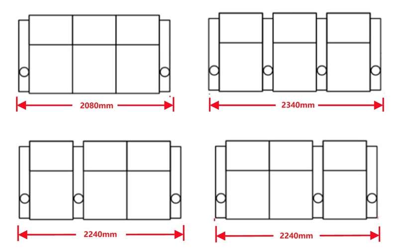 row of 3 seater layout