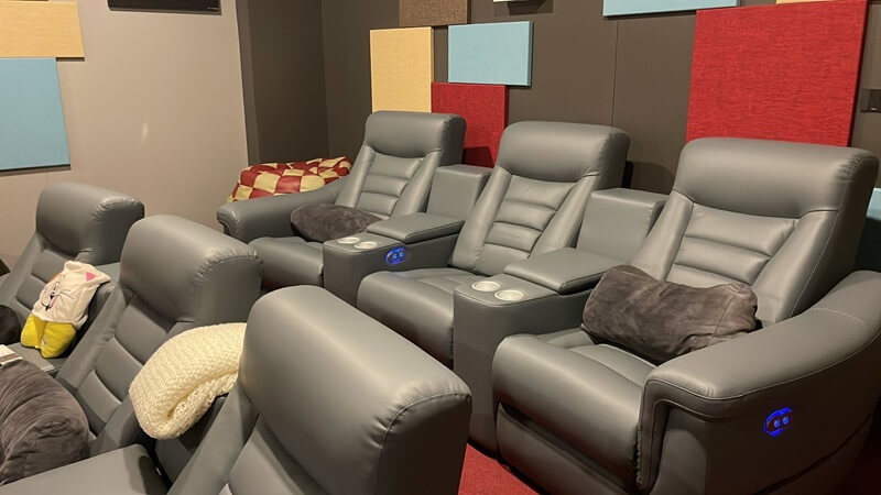 grey leather media chairs for home cinema