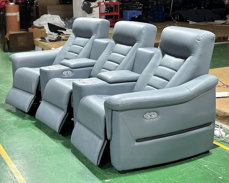 reclining media chairs row of 3