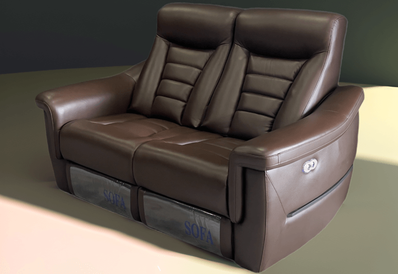 brown leather reclining loveseat