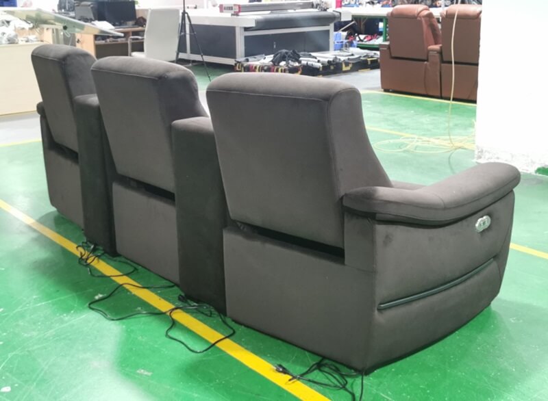 back side of velvet fabric theater recliners