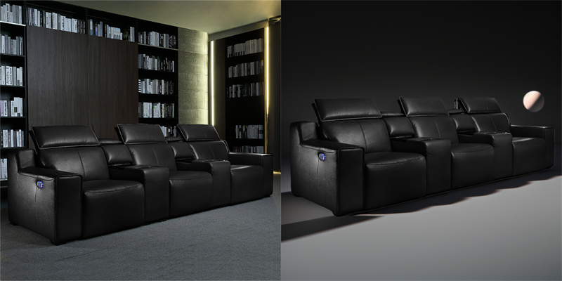 black leather home theater furniture