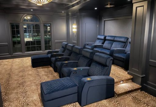 blue velvet fabric theater recliners
