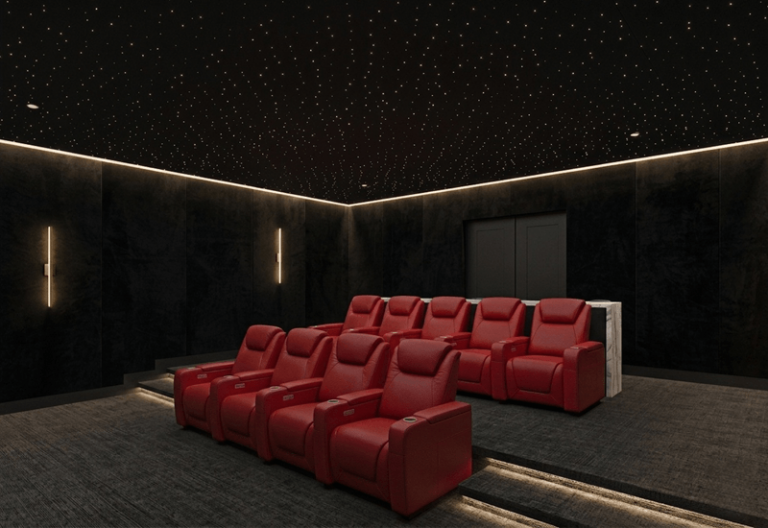custom home theater with LS-886 luxury theater recliners