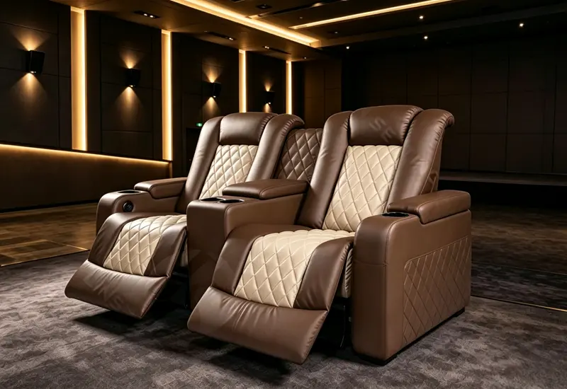 Brown Leather Movie Sofa