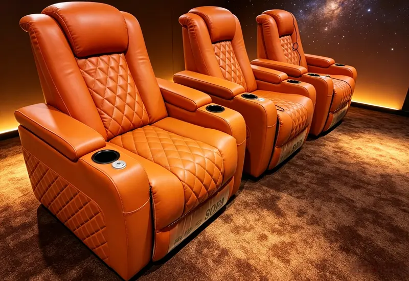 orange leather movie recliners
