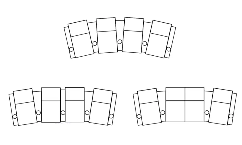 4-seat curved theater seating, full & half-curve options