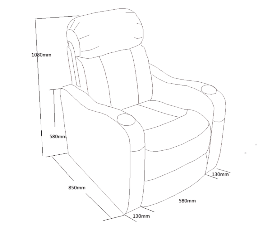 dimensions of Manual Leather recliner LS-M2631